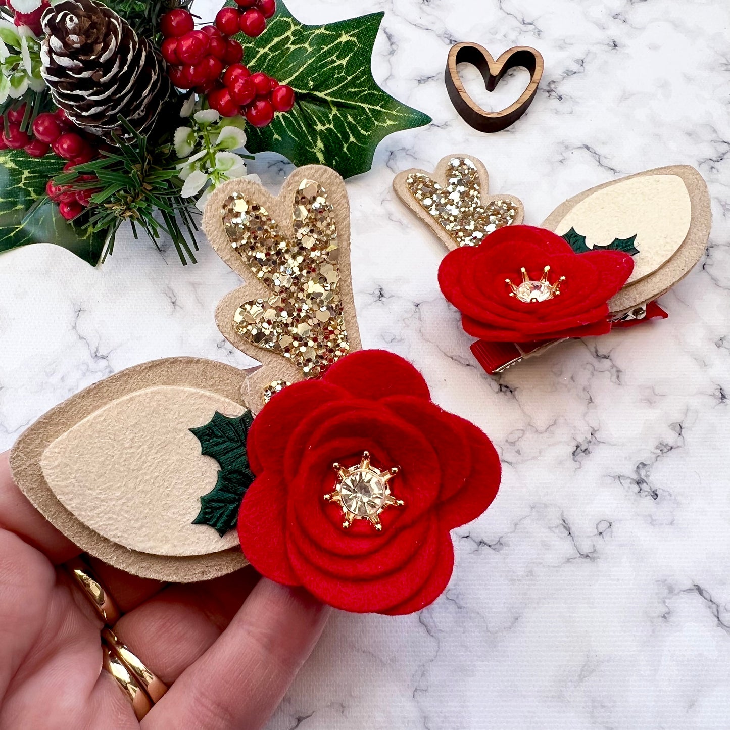 Flower Reindeer Piggies, Antler bow set