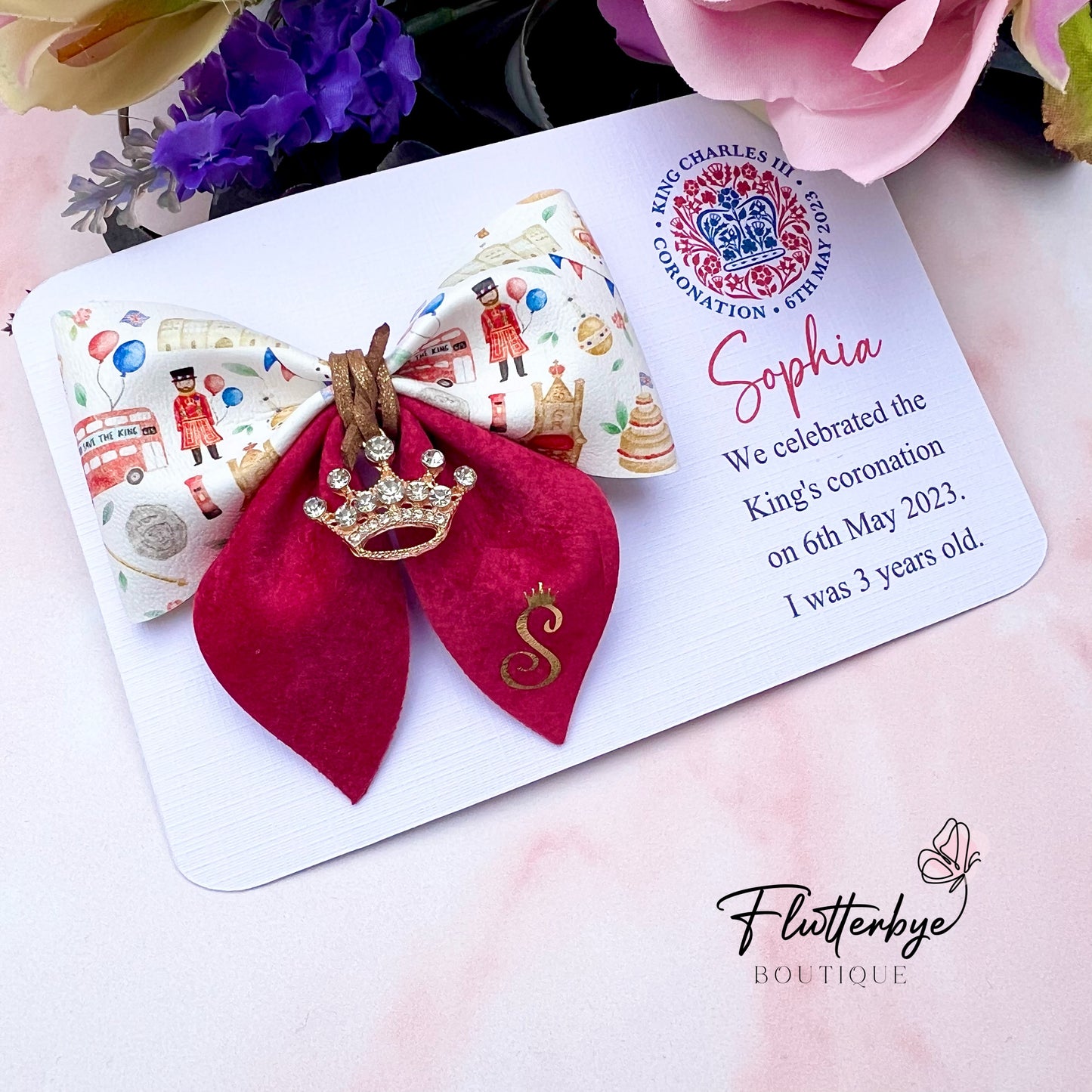 Coronation Pinch Crown Charm Hair Bow