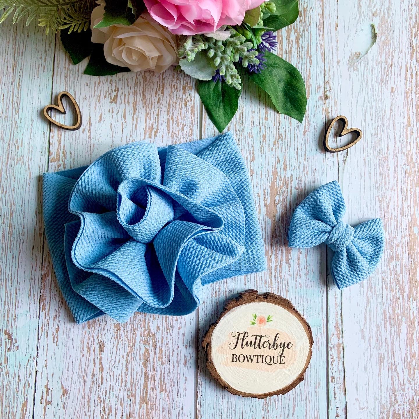 Soft flower head wrap, stretchy baby headband