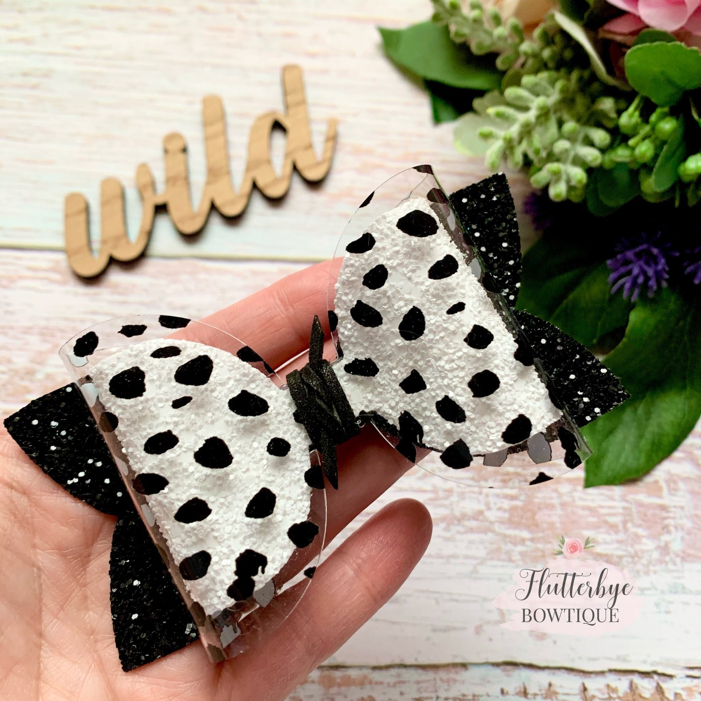 Monochrome Dalmatian Hair Bows