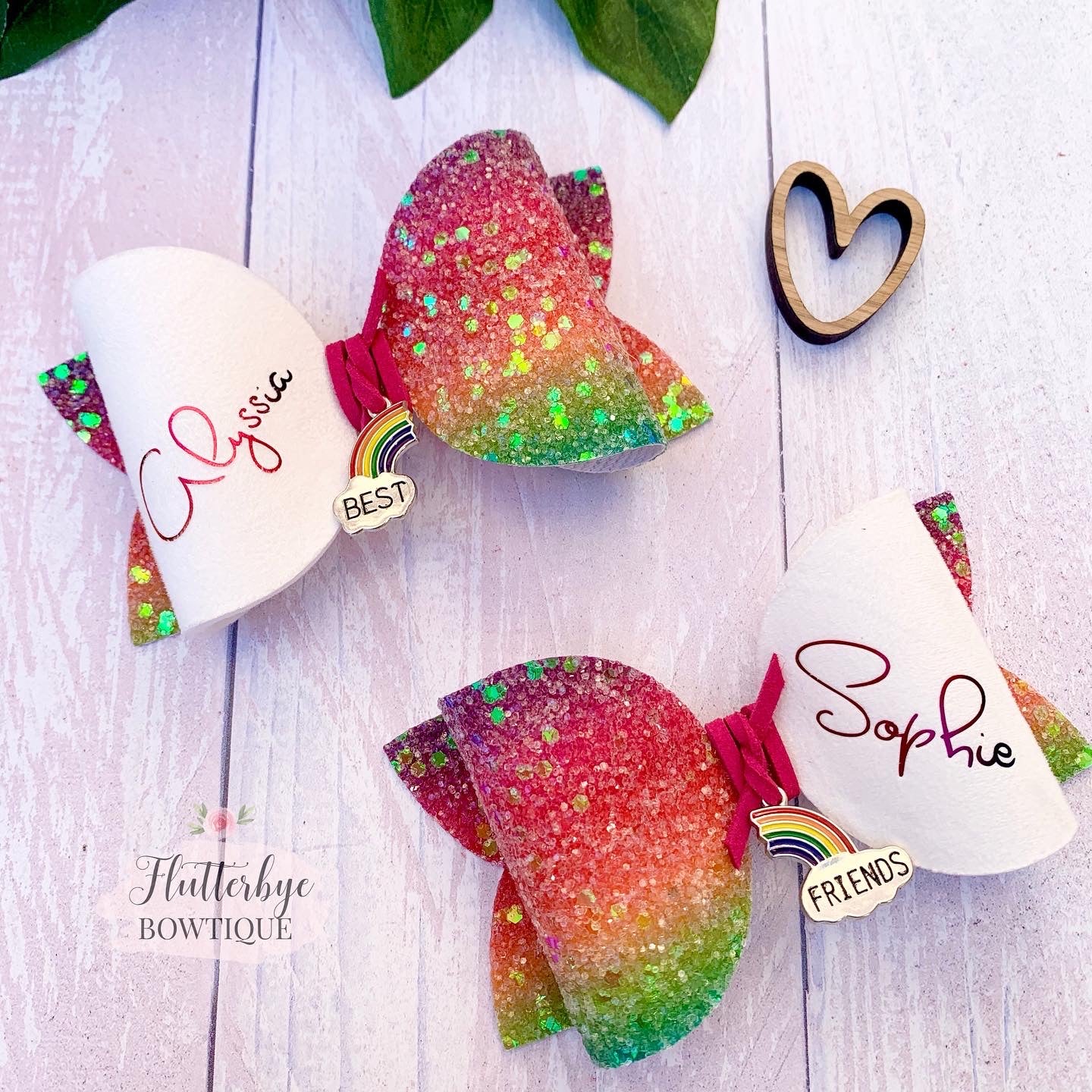 Best Friends Hair Clips, BFF Matching Charm bow