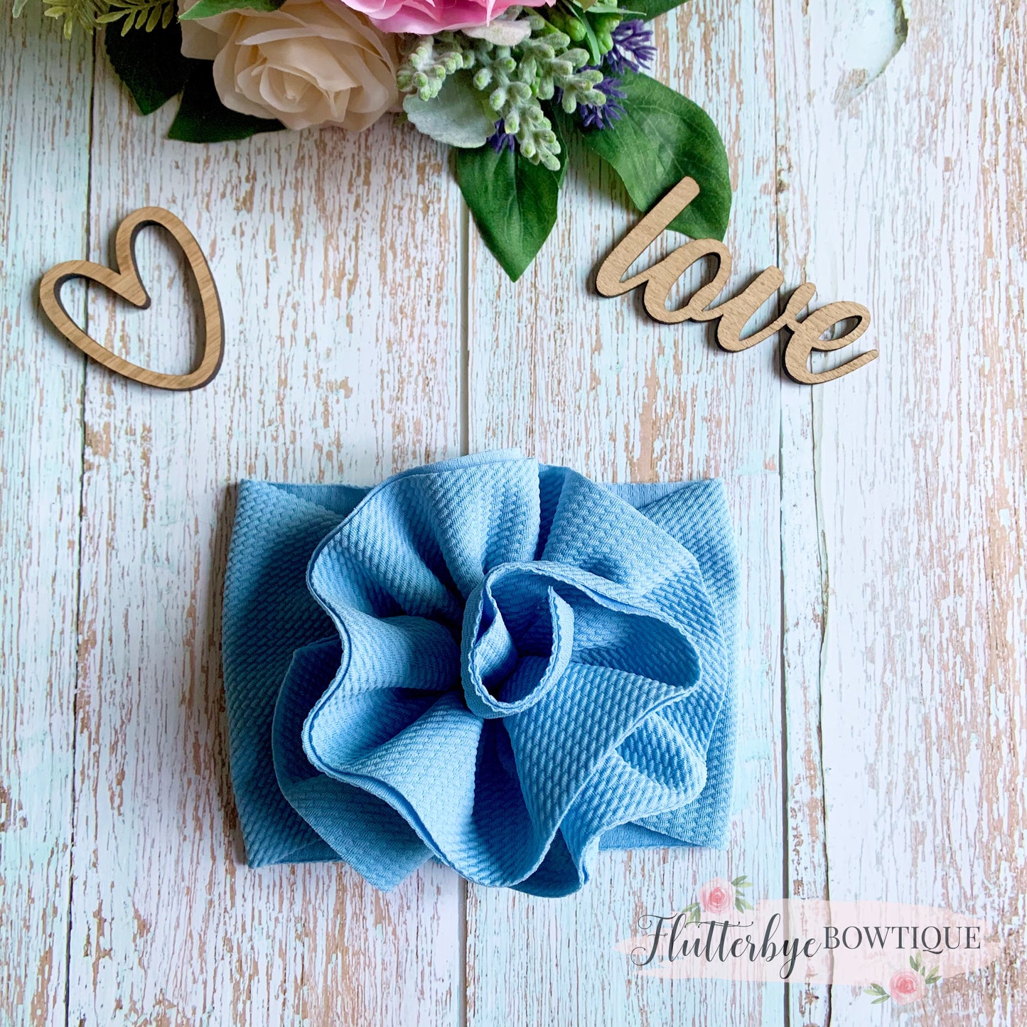 Soft flower head wrap, stretchy baby headband