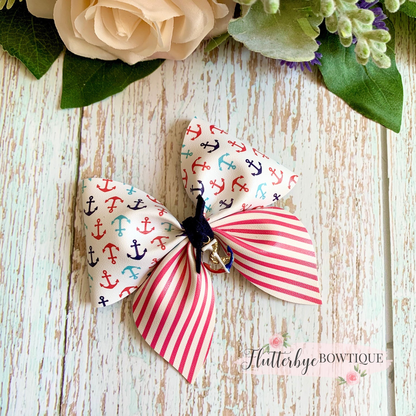 Anchors Away Hair Bow, Nautical Charm Hair Bow
