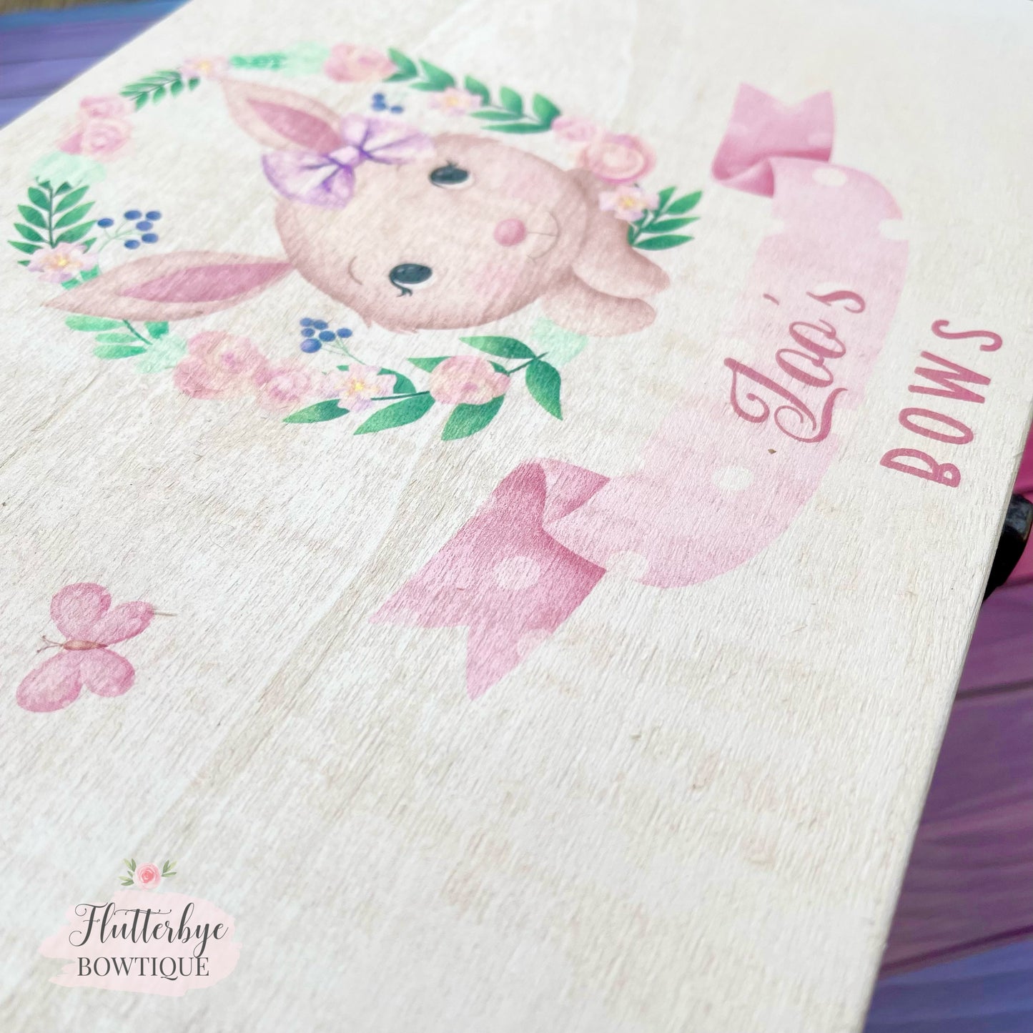 Bunny Bow Box, personalised wooden box