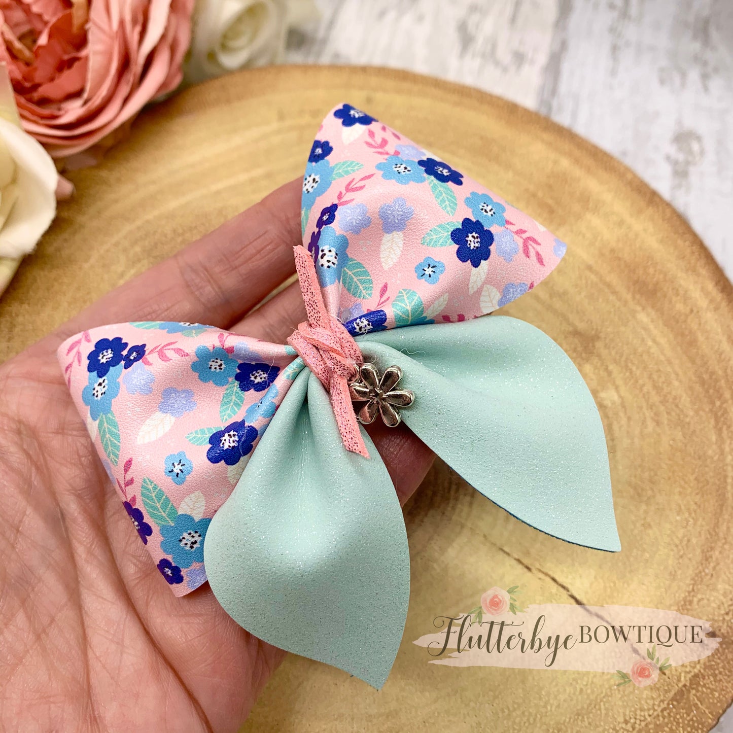 Spring Floral Party Pinch Hair Bow - Flutterbye Bowtique