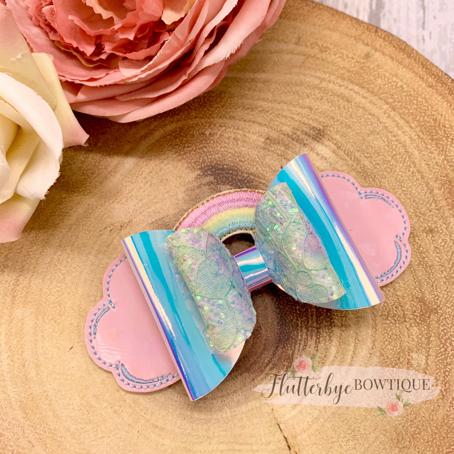 Rainbow Topper Hair Clips, Colour Change bow