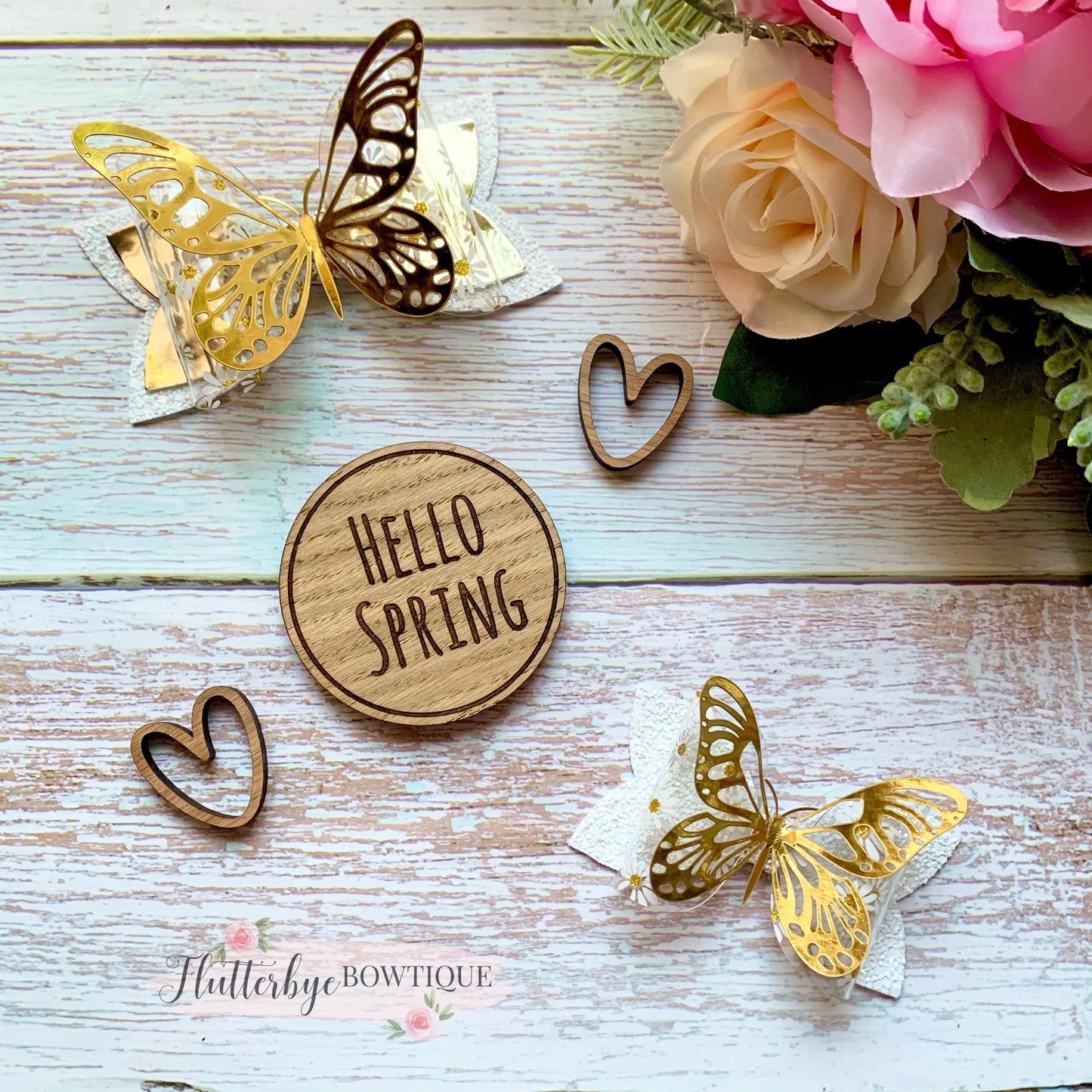 Gold Butterfly Sparkle Hair Bow