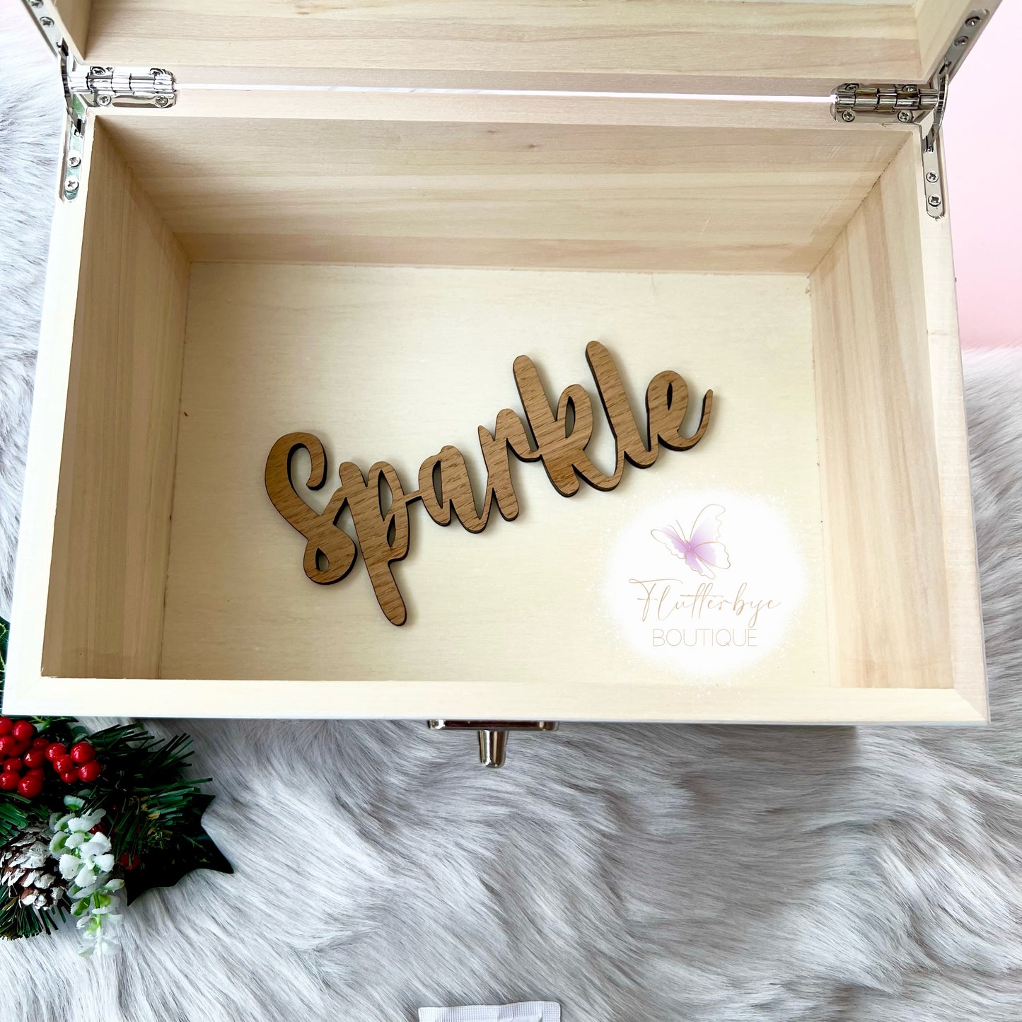Luxury Christmas Eve Box, personalised festive wooden box