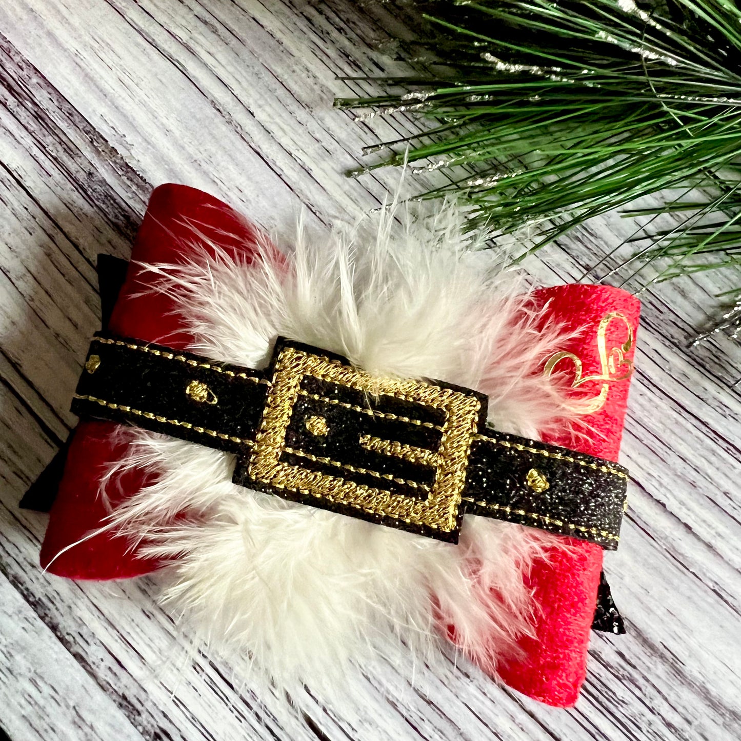 Santa Baby Hair Bow, Santa's Belt Clip