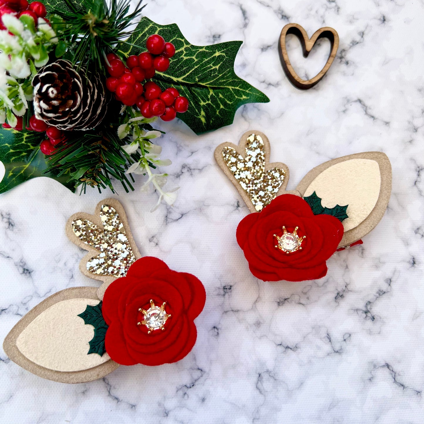 Flower Reindeer Piggies, Antler bow set