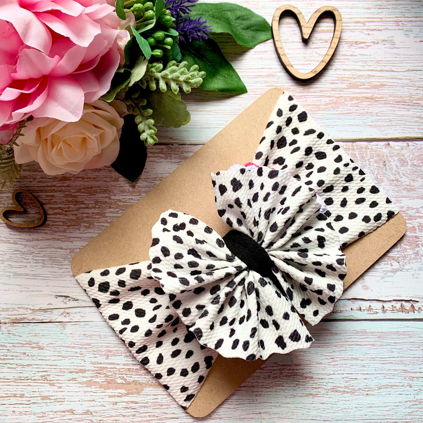 Dalmatian Ruffle head wrap, stretchy baby headband