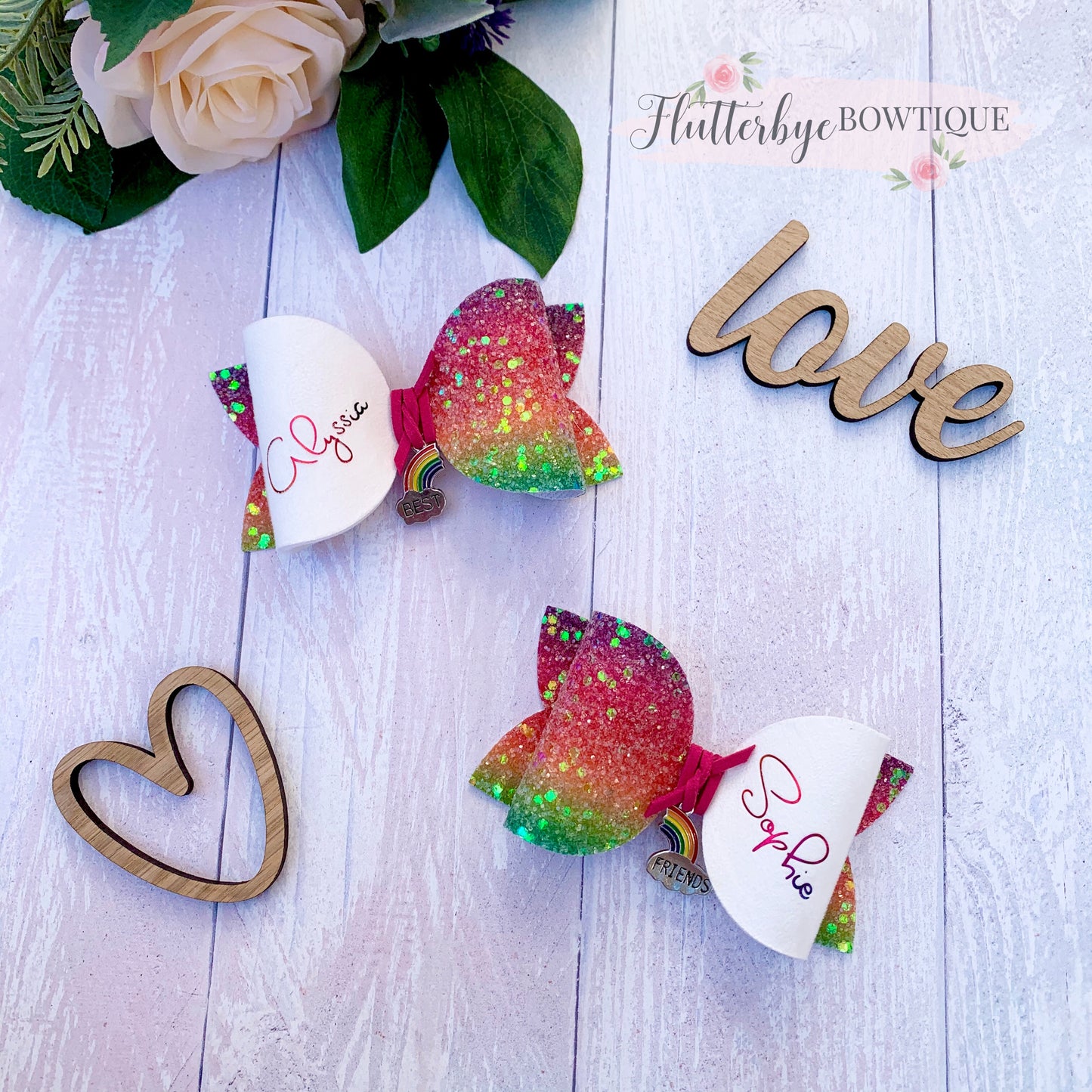 Best Friends Hair Clips, BFF Matching Charm bow