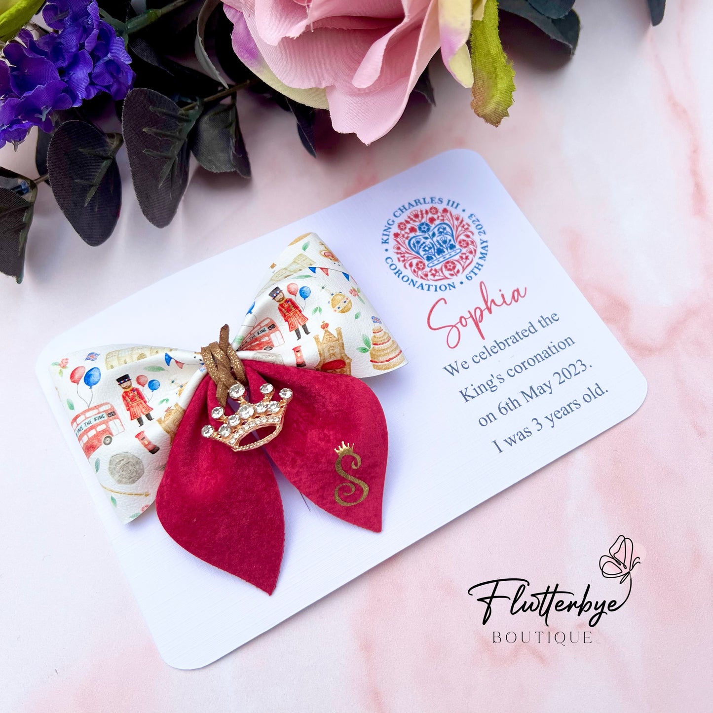 Coronation Pinch Crown Charm Hair Bow