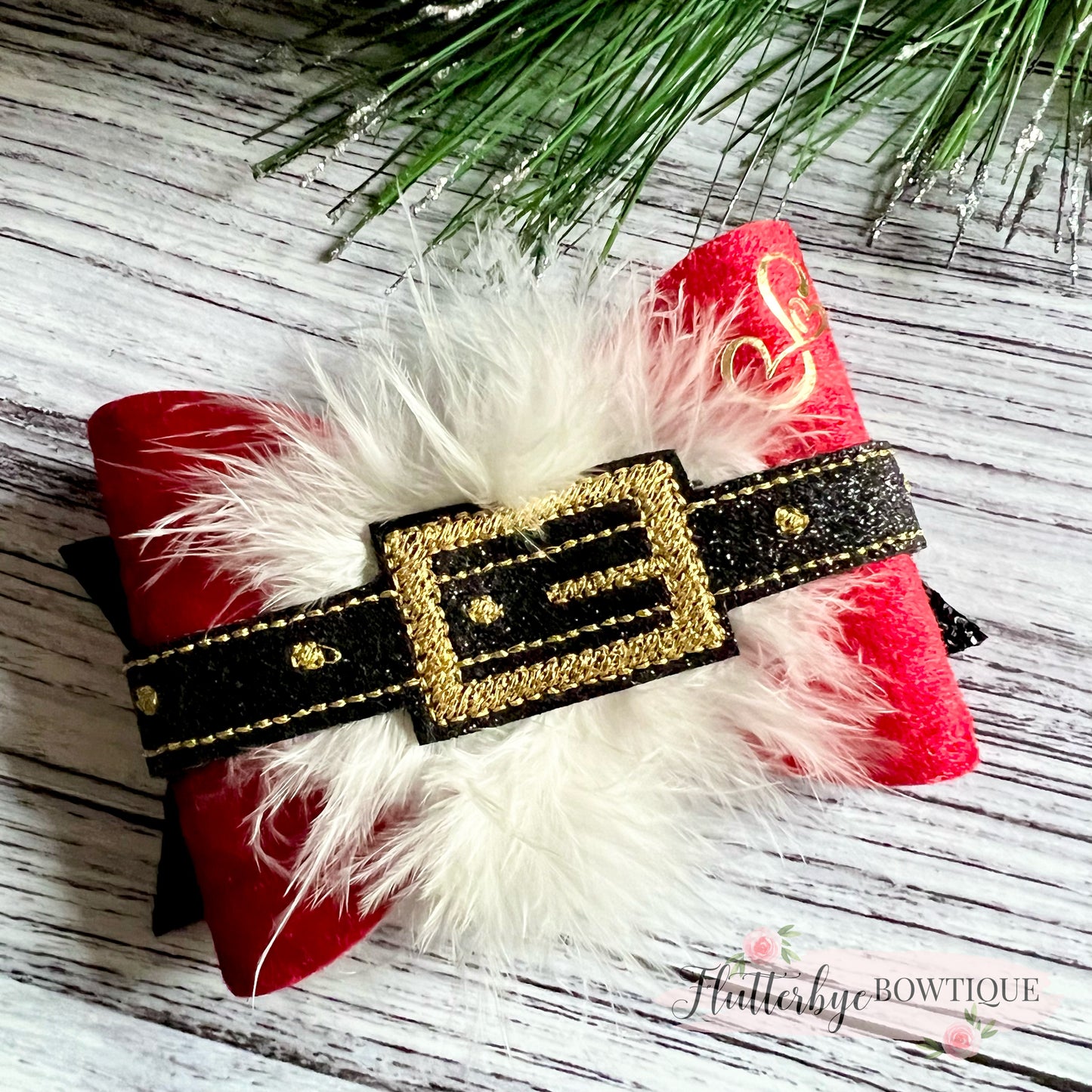 Santa Baby Hair Bow, Santa's Belt Clip