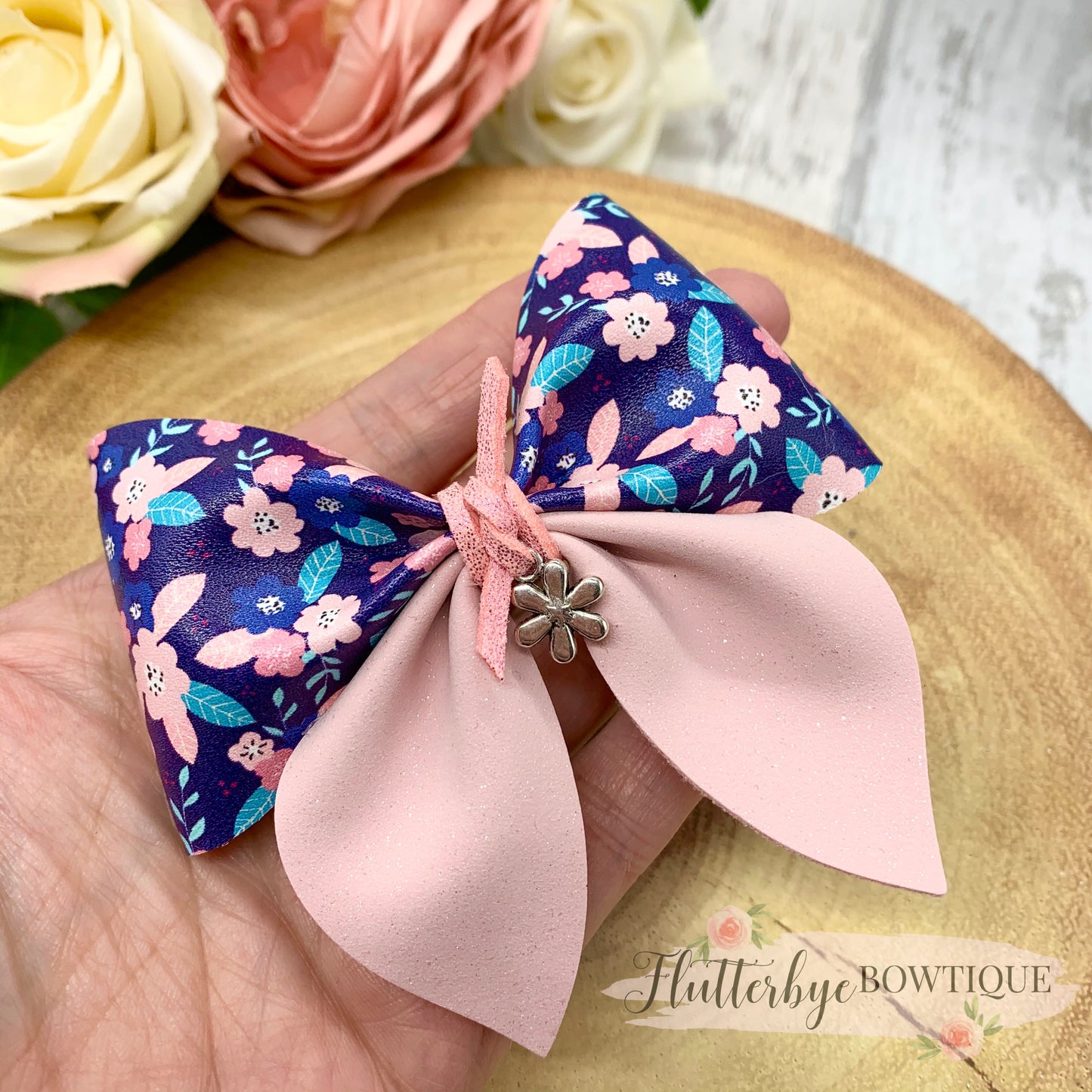 Spring Floral Party Pinch Hair Bow - Flutterbye Bowtique
