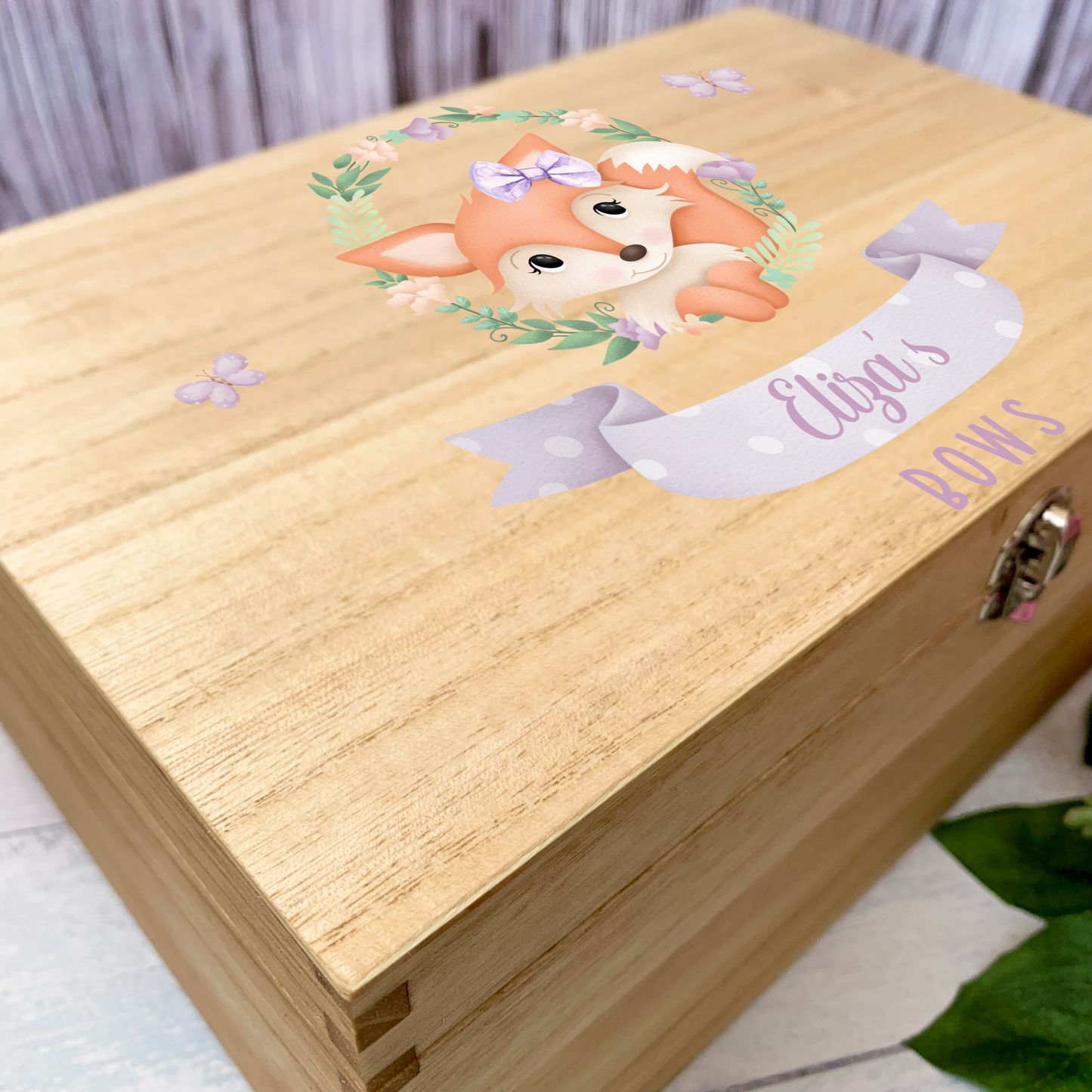 Fox Bow Box, personalised wooden box
