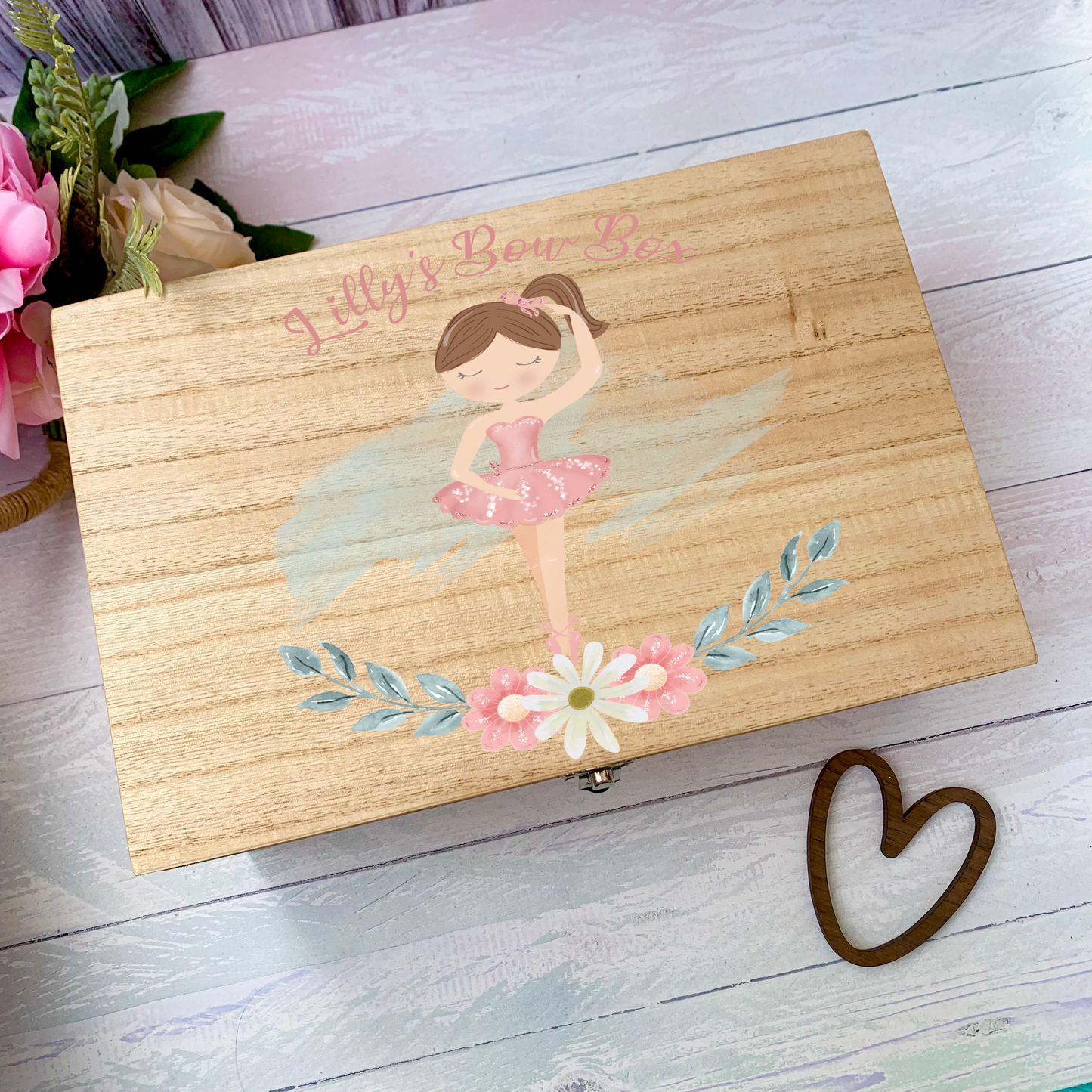 Ballerina Bow Box, personalised wooden box
