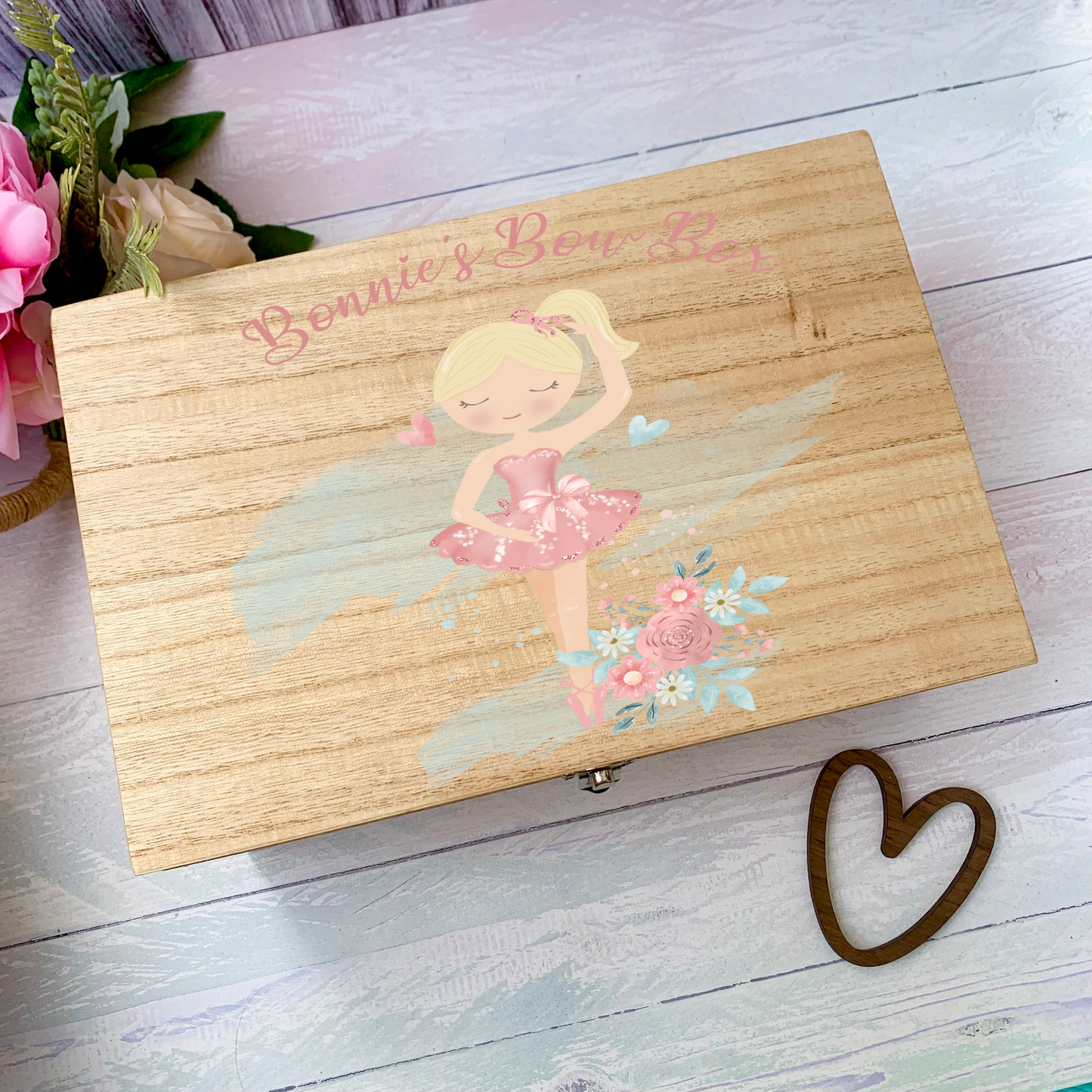 Ballerina Bow Box, personalised wooden box