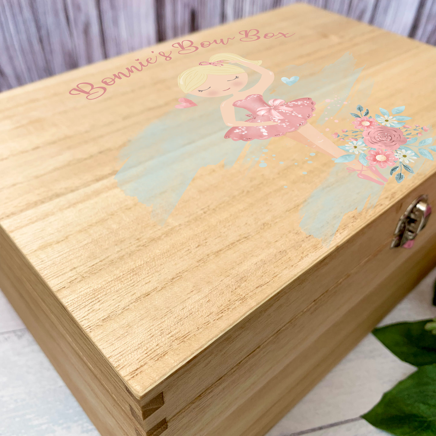 Ballerina Bow Box, personalised wooden box