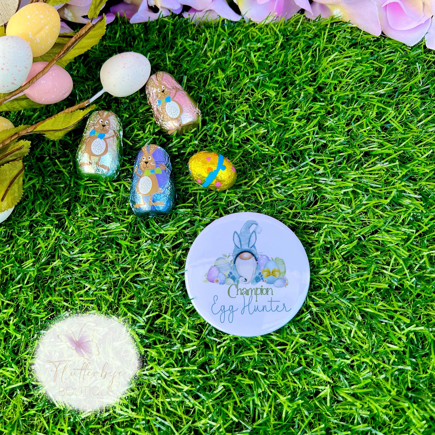 Personalised Champion Egg Hunter Easter Badge