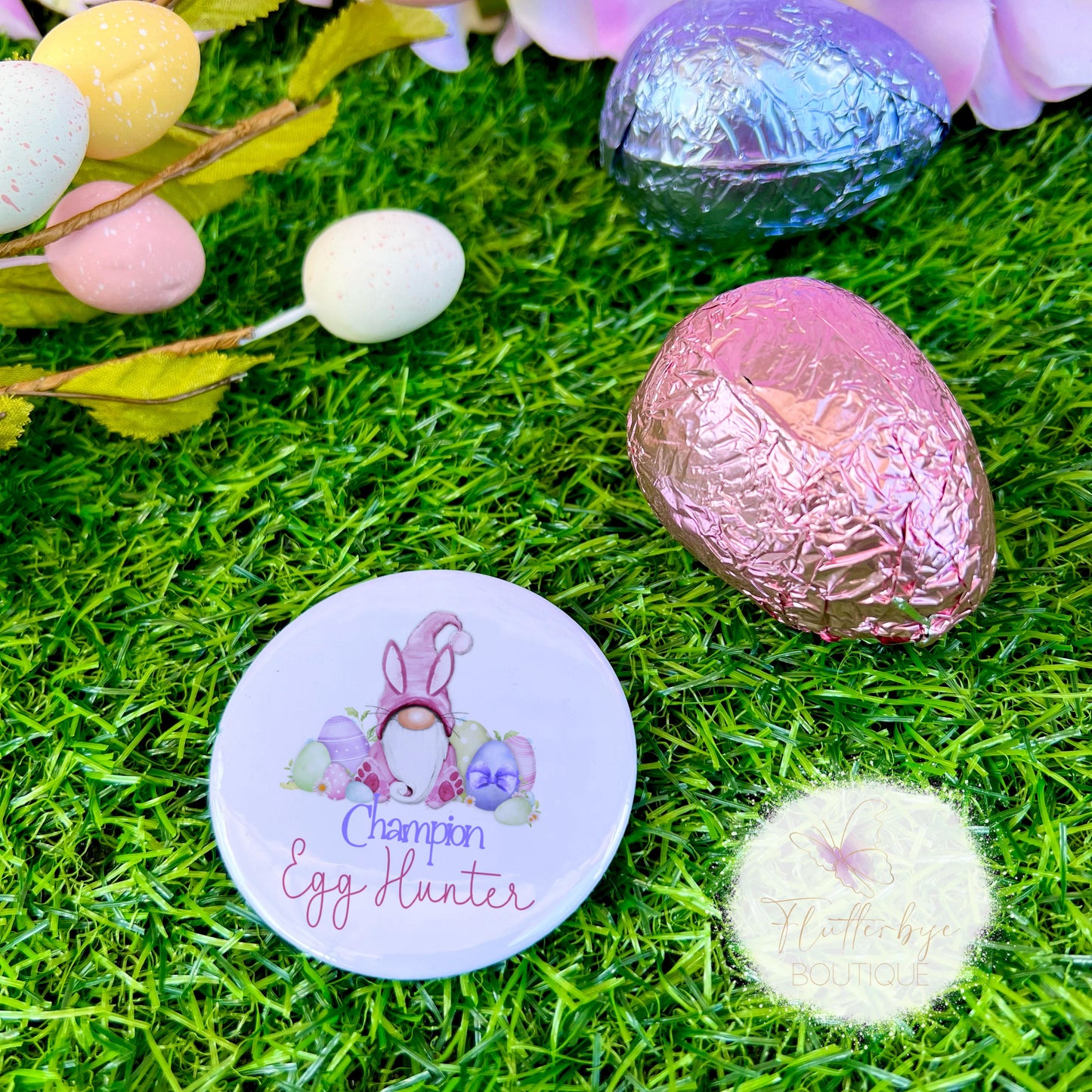 Personalised Champion Egg Hunter Easter Badge