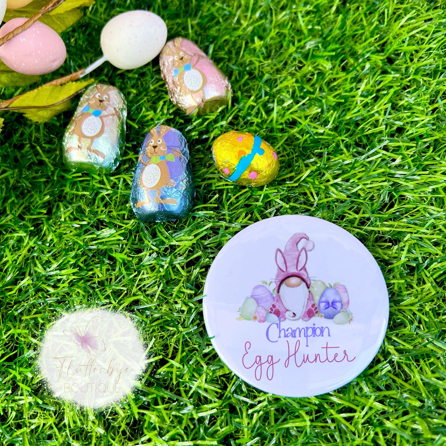 Personalised Champion Egg Hunter Easter Badge