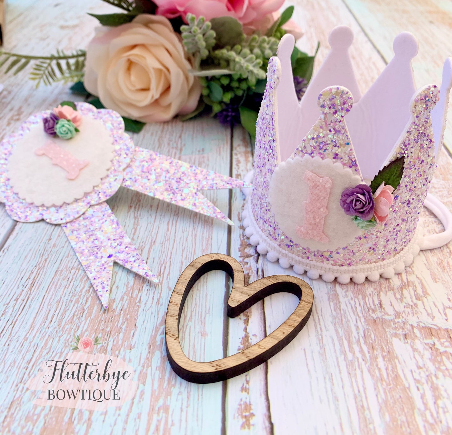 Birthday Crown and Badge, Cake Smash Props