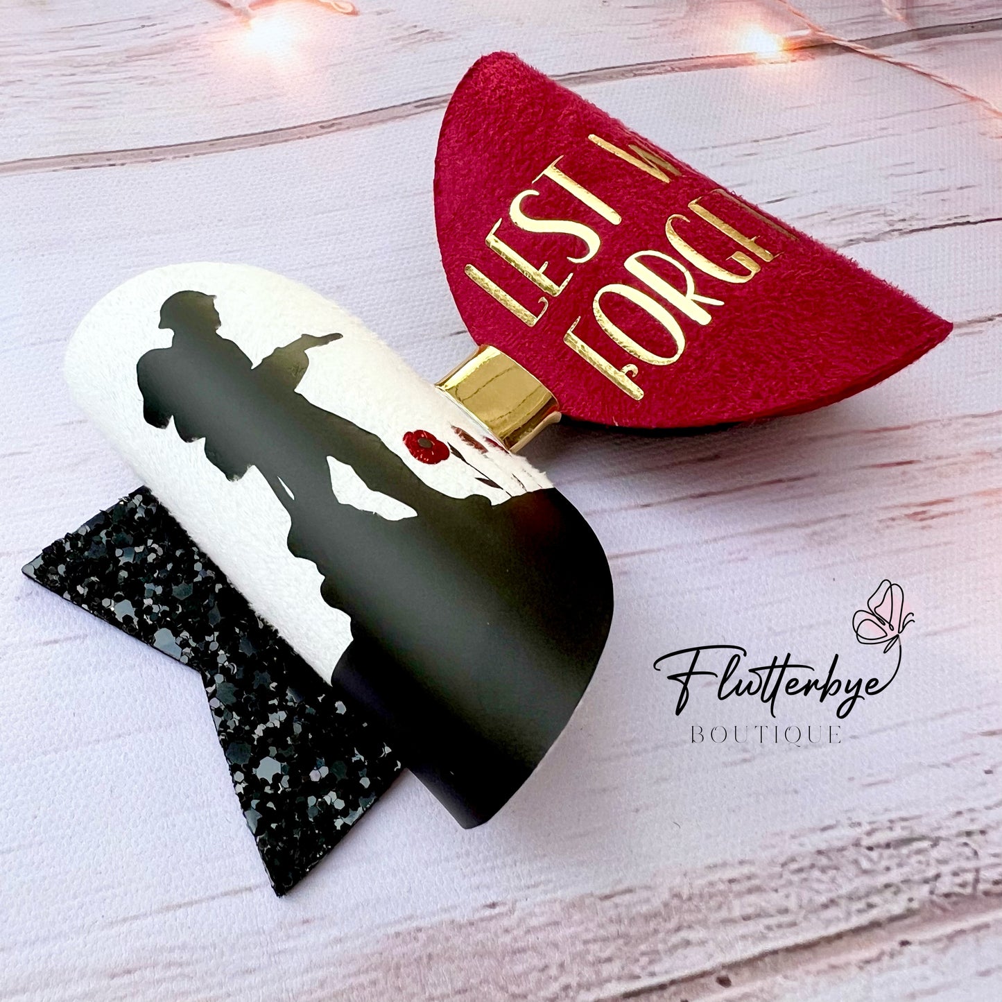 Soldier Remembrance Hair Bow, Lest we forget poppy bow