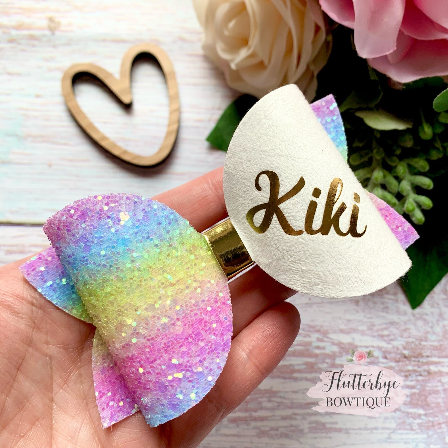 Rainbow Sugar Personalised Hair Bow