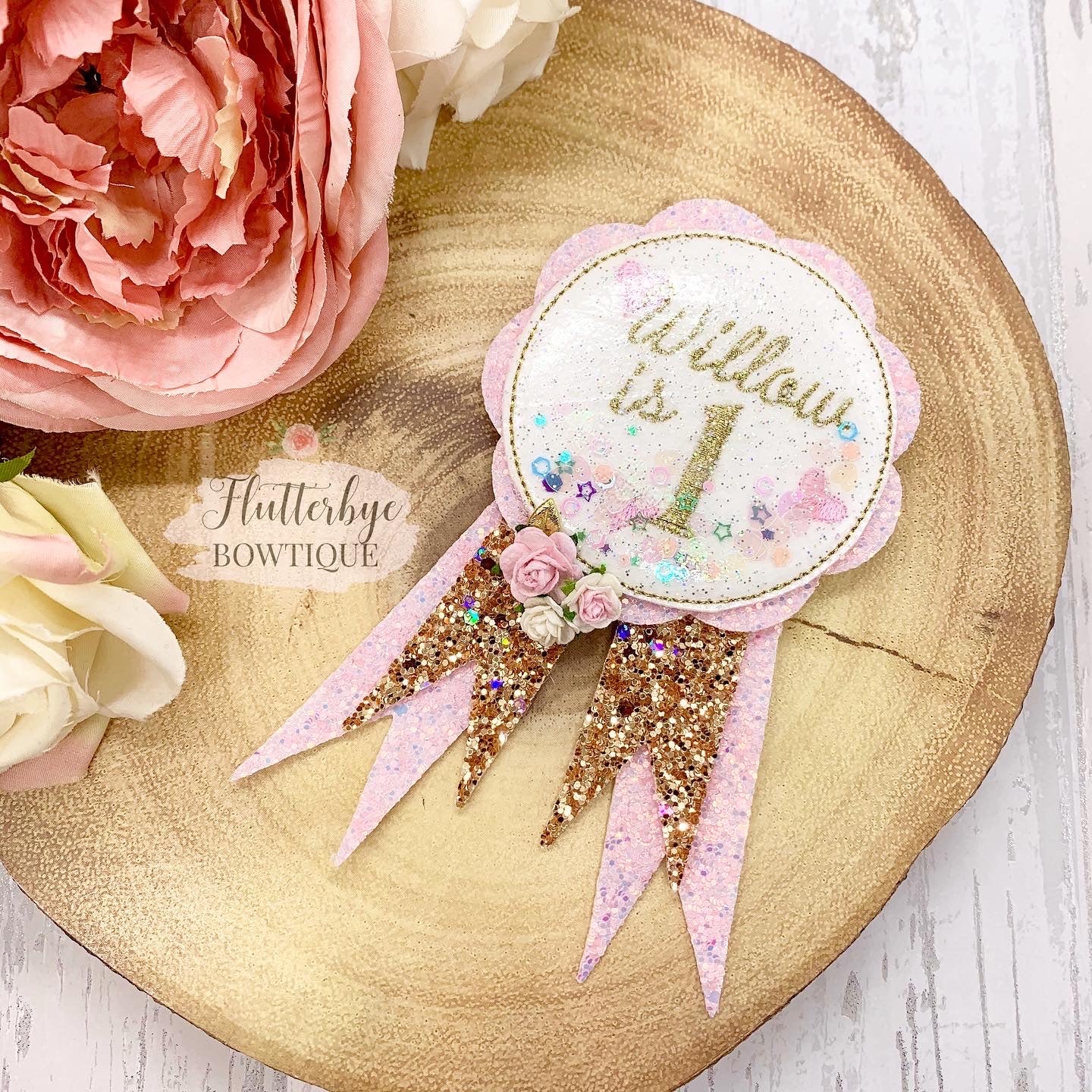 New Shaker Birthday Crown and Badge, Cake Smash Props - Flutterbye Bowtique