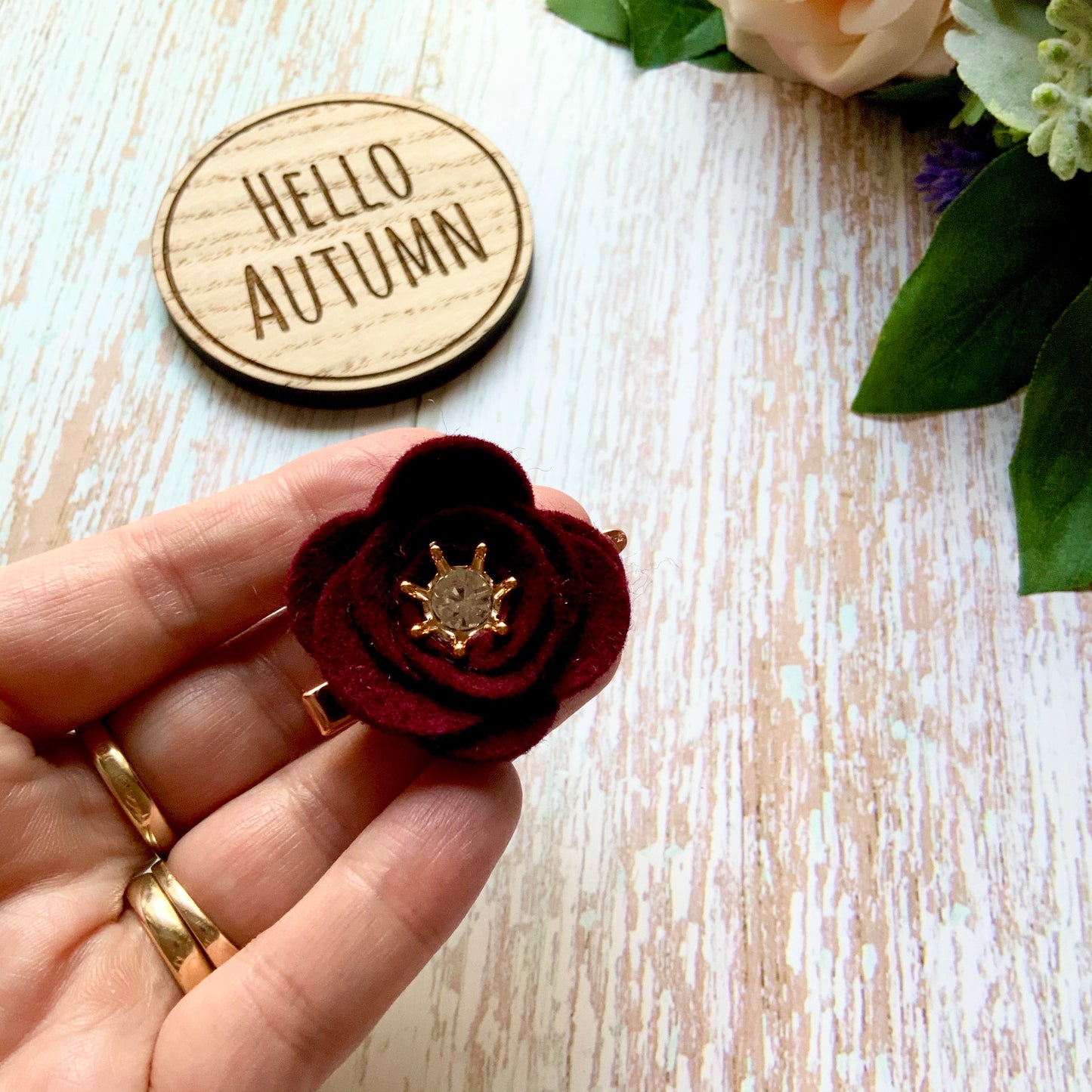 Autumn Diamanté Felt Flower Clips