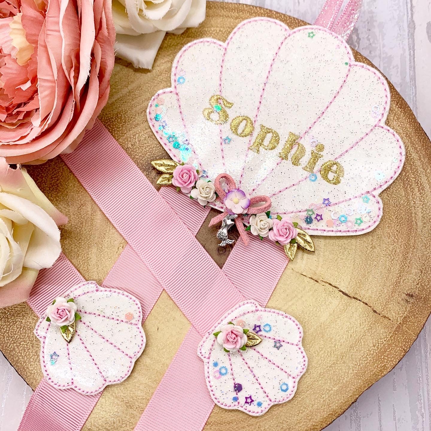 Shaker Mermaid Hair Bow Holder, Shell Bow Storage