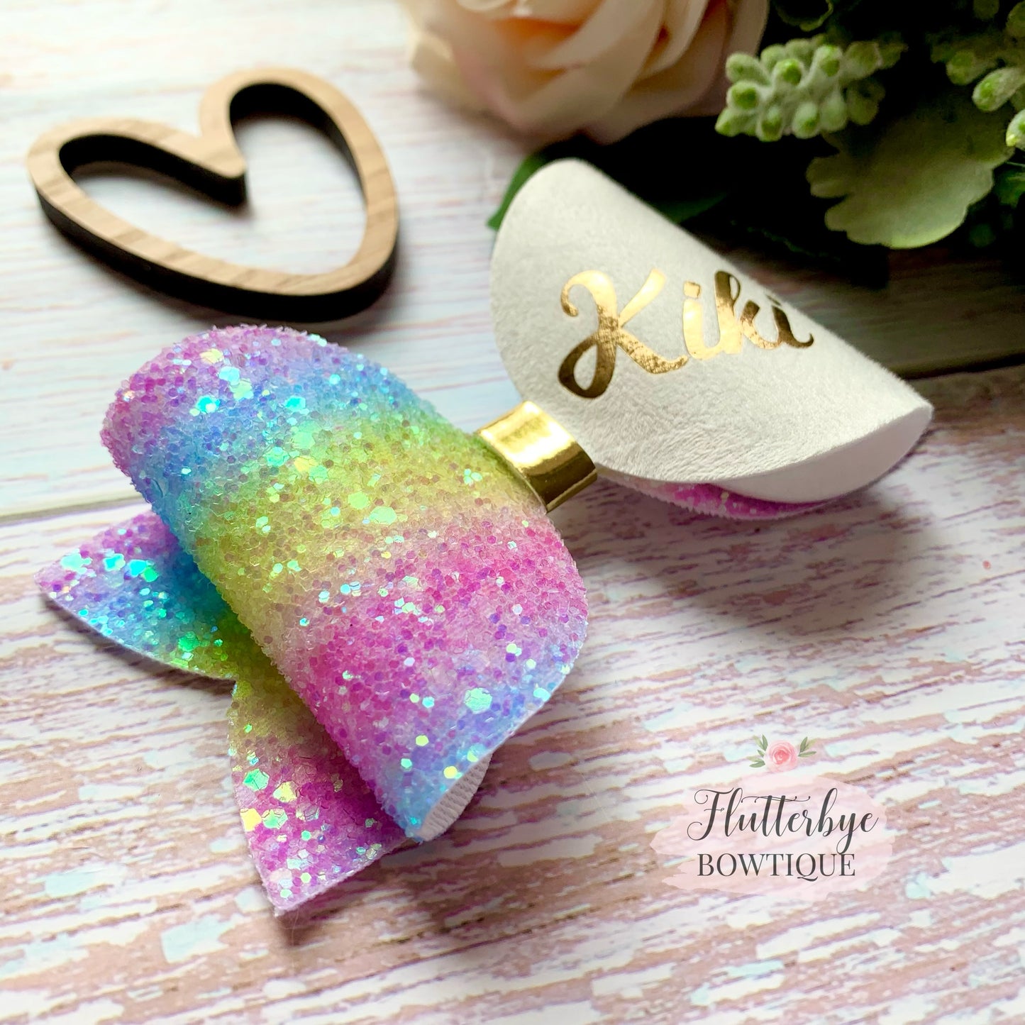 Rainbow Sugar Personalised Hair Bow