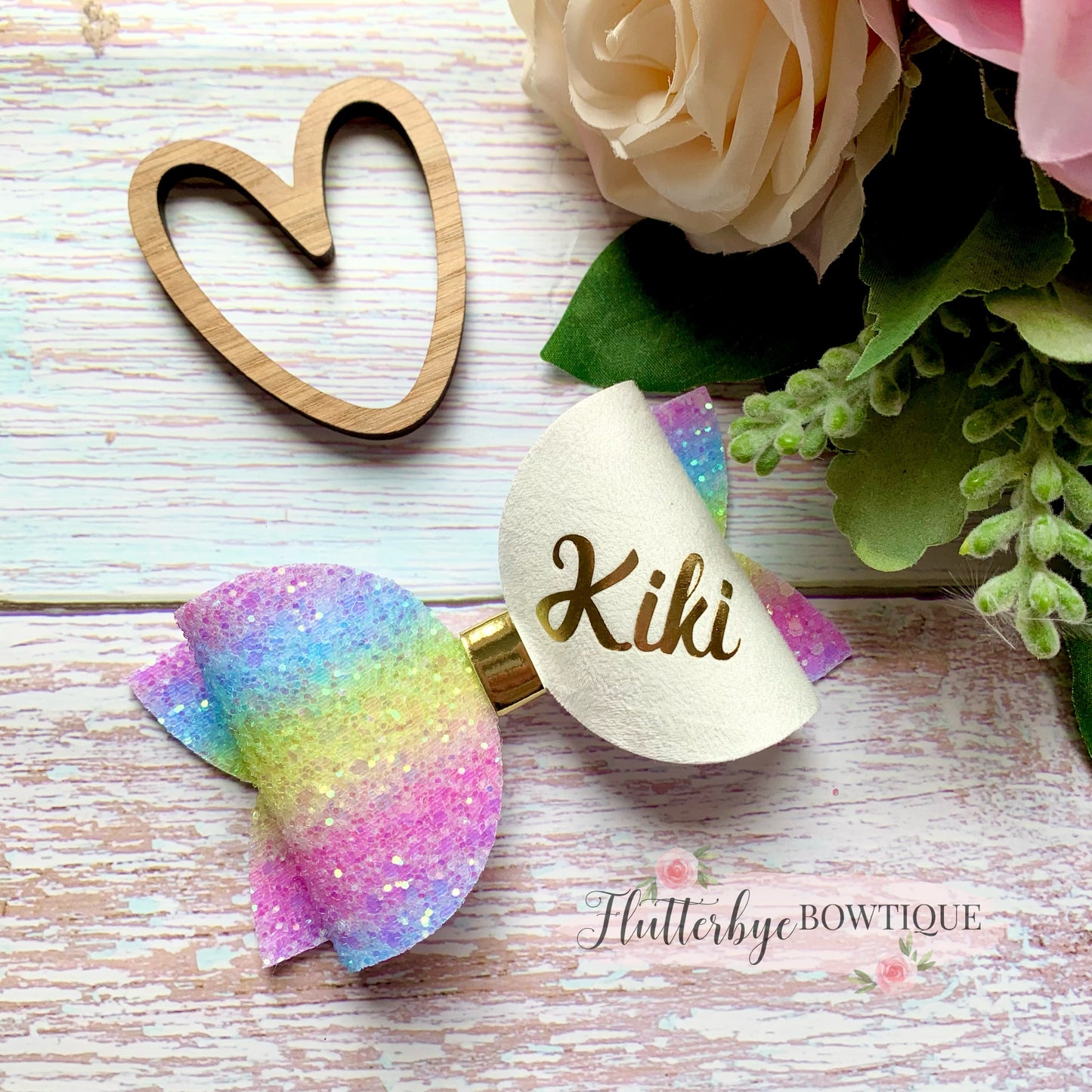 Rainbow Sugar Personalised Hair Bow