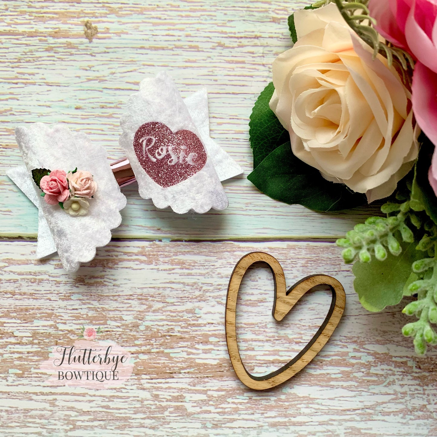 Personalised Velvet Floral bow
