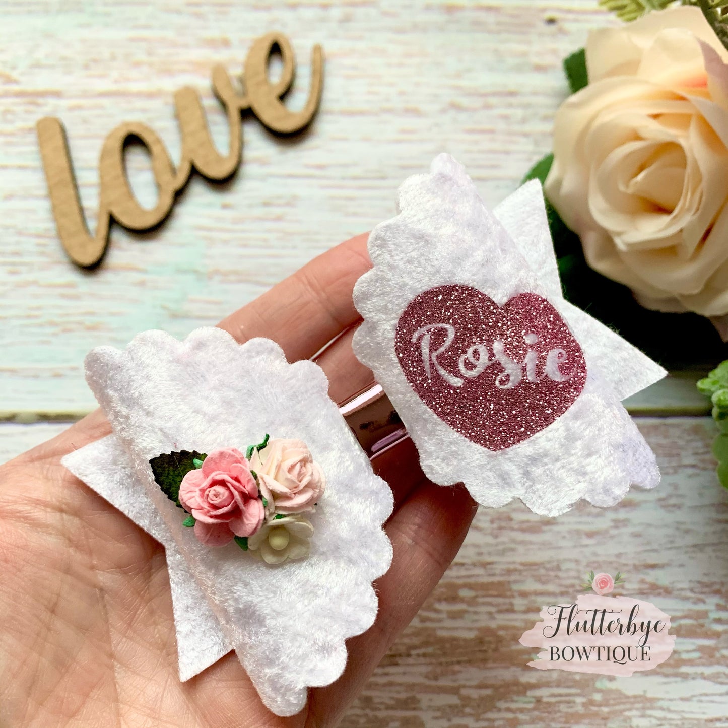 Personalised Velvet Floral bow