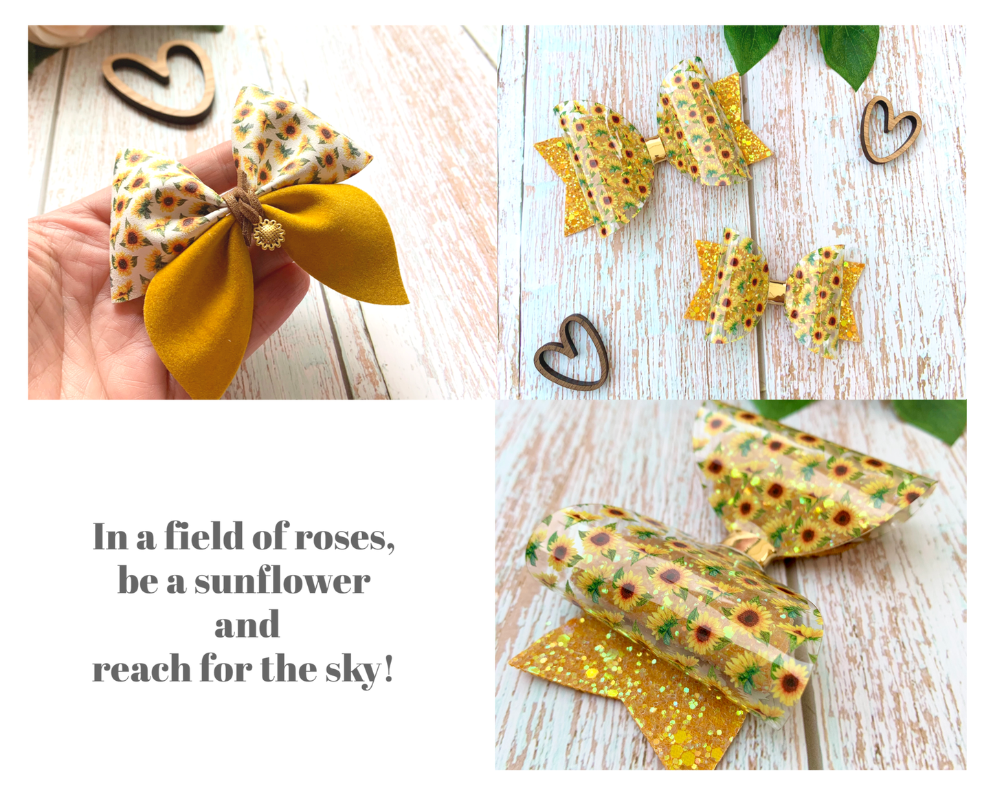 Sunflower Sparkle Glitter Hair Bow