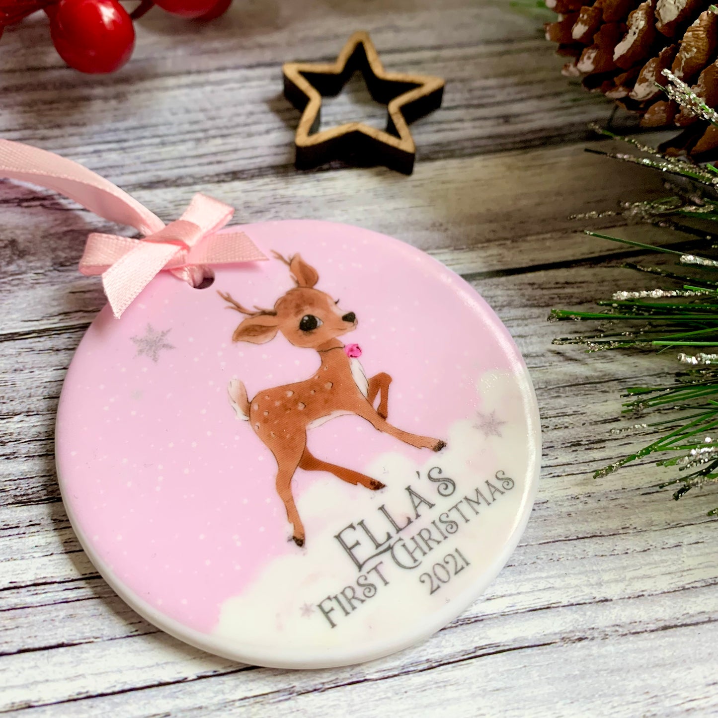 Boy or girl 1st Christmas Decoration, Baby Deer