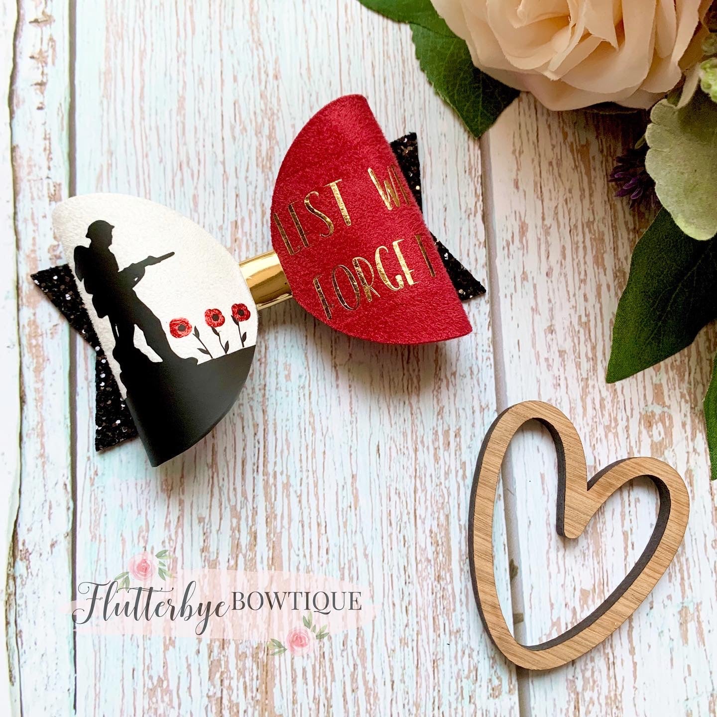 Soldier Remembrance Hair Bow, Lest we forget poppy bow