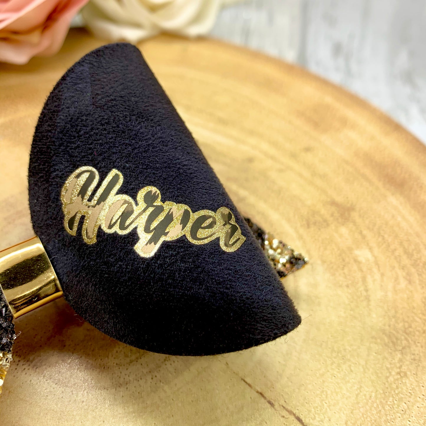 Personalised Leopard Glitter Hair Bow - Flutterbye Bowtique