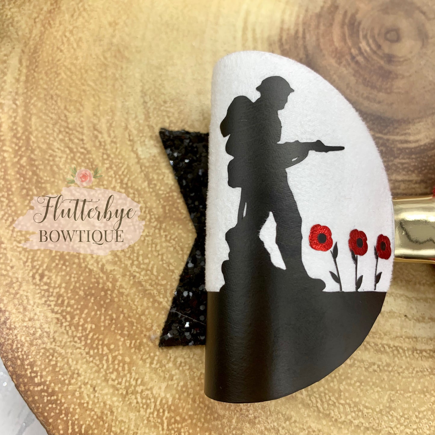 Soldier Remembrance Hair Bow, Lest we forget poppy bow