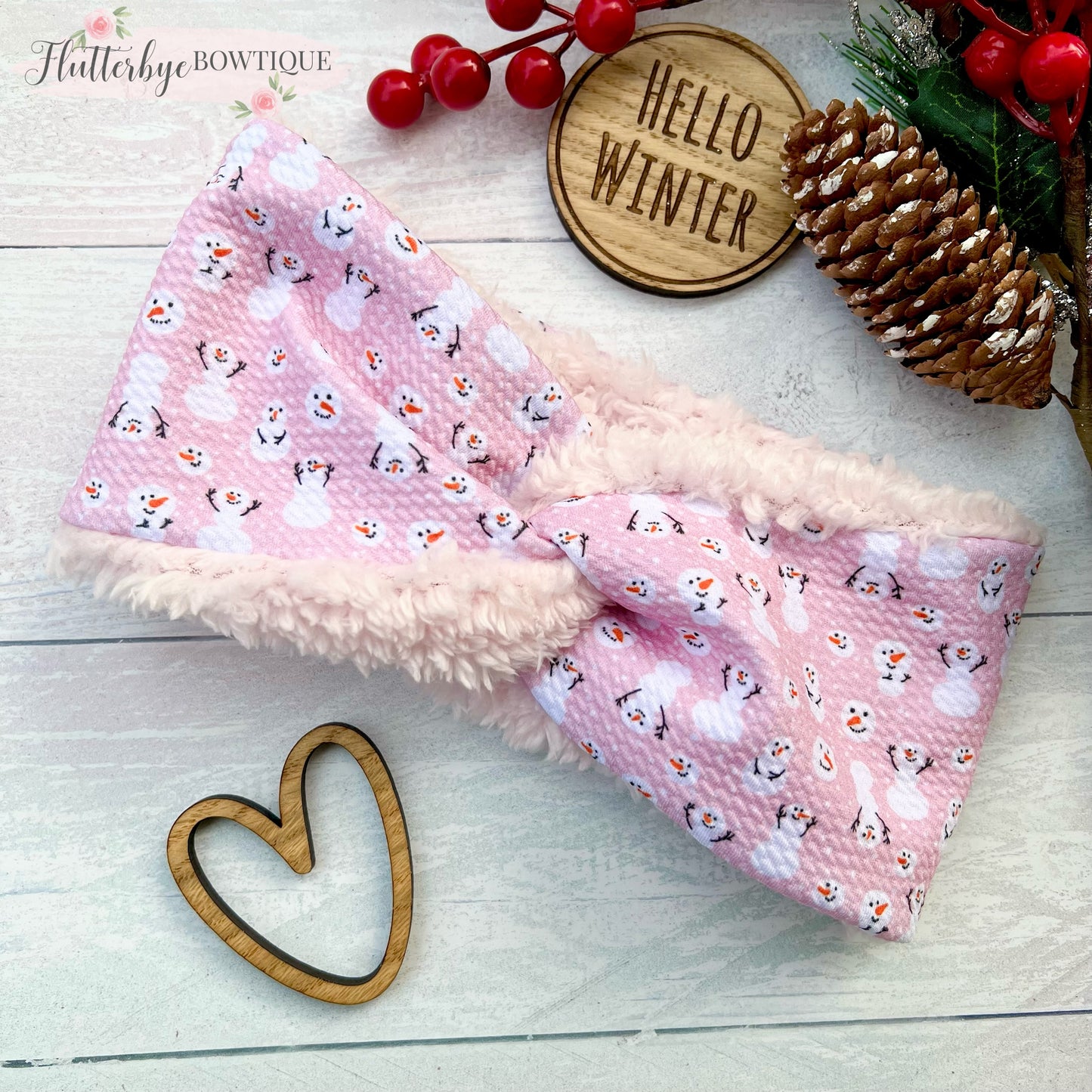 Cutie Snowman Snuggly head wrap, stretchy ear warmer headband