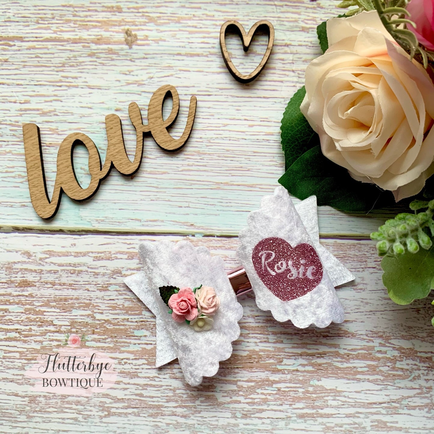 Personalised Velvet Floral bow