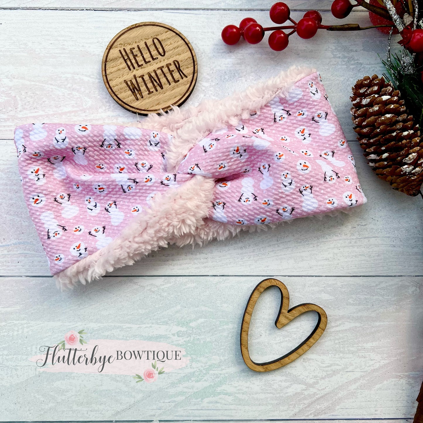 Cutie Snowman Snuggly head wrap, stretchy ear warmer headband