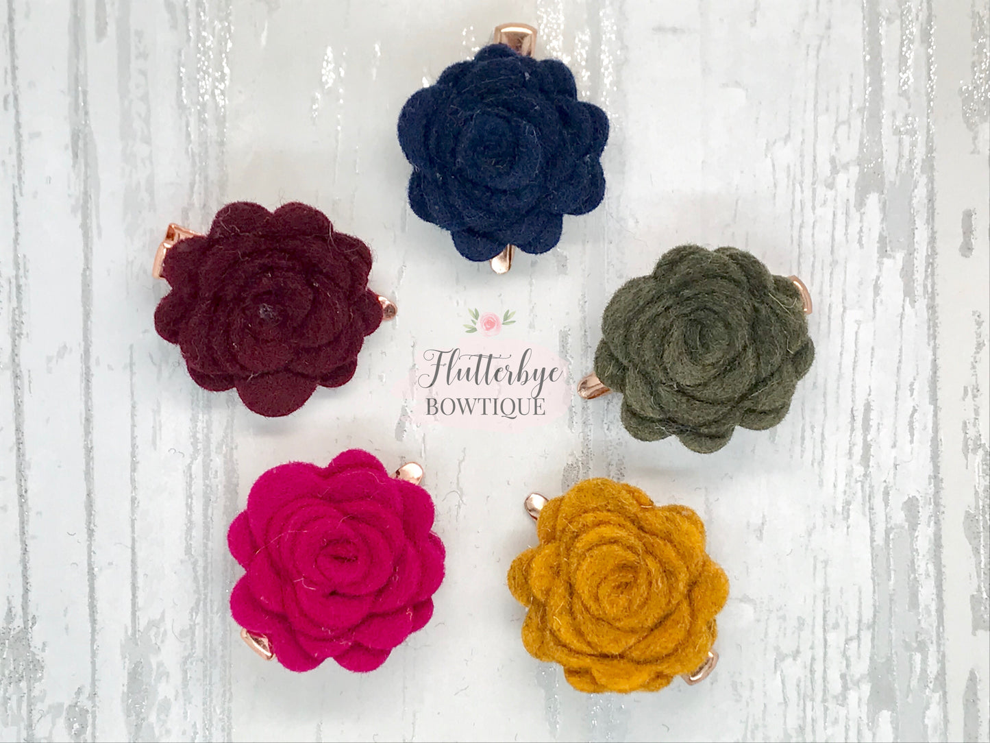 Autumn Felt Flower Clips - Flutterbye Bowtique