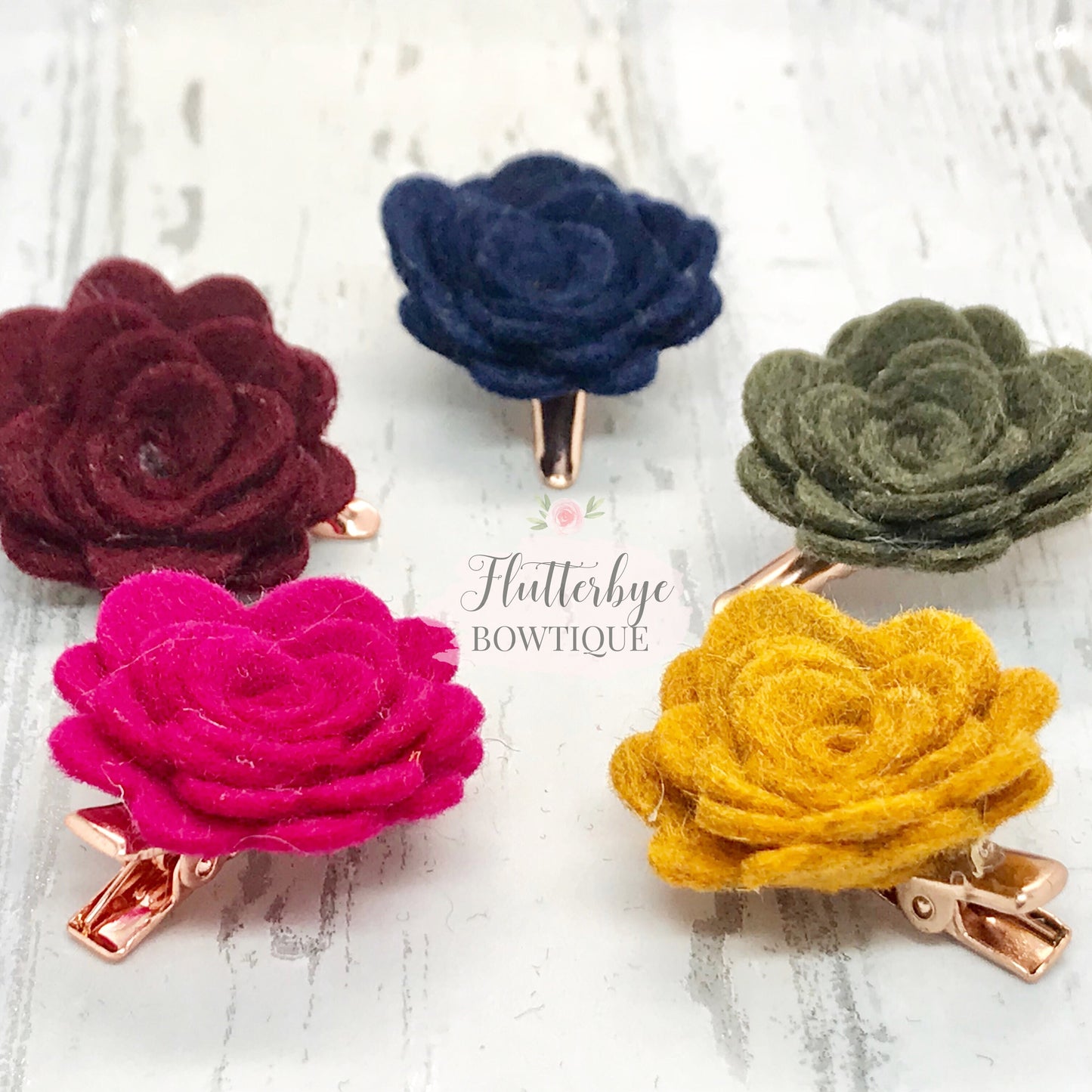 Autumn Felt Flower Clips - Flutterbye Bowtique