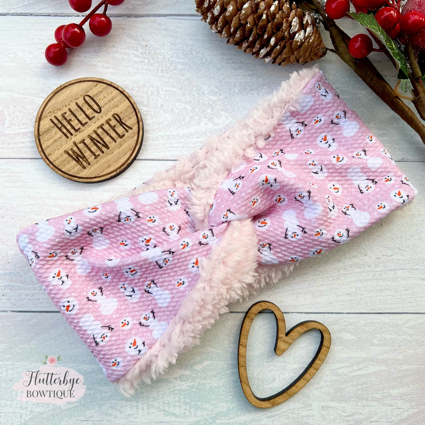 Cutie Snowman Snuggly head wrap, stretchy ear warmer headband