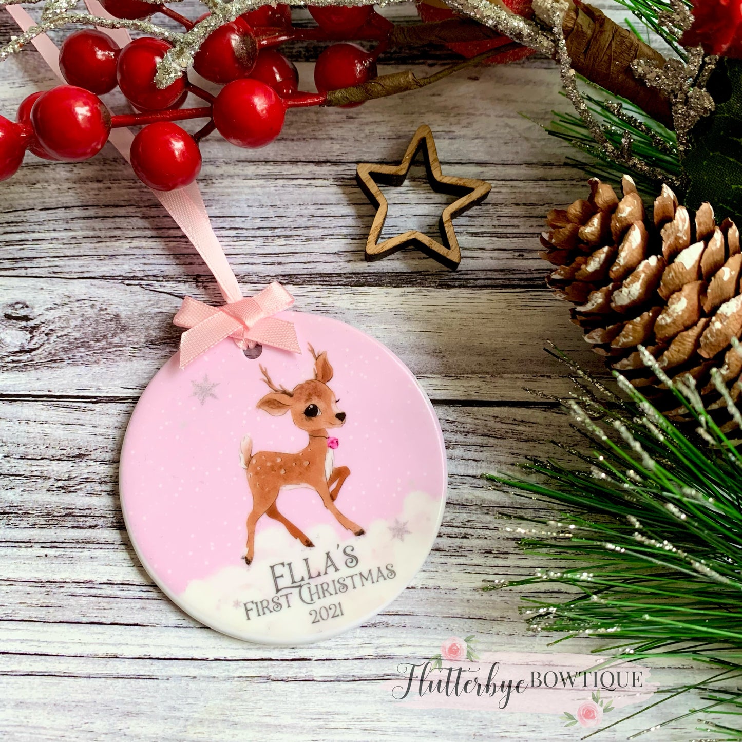 Boy or girl 1st Christmas Decoration, Baby Deer