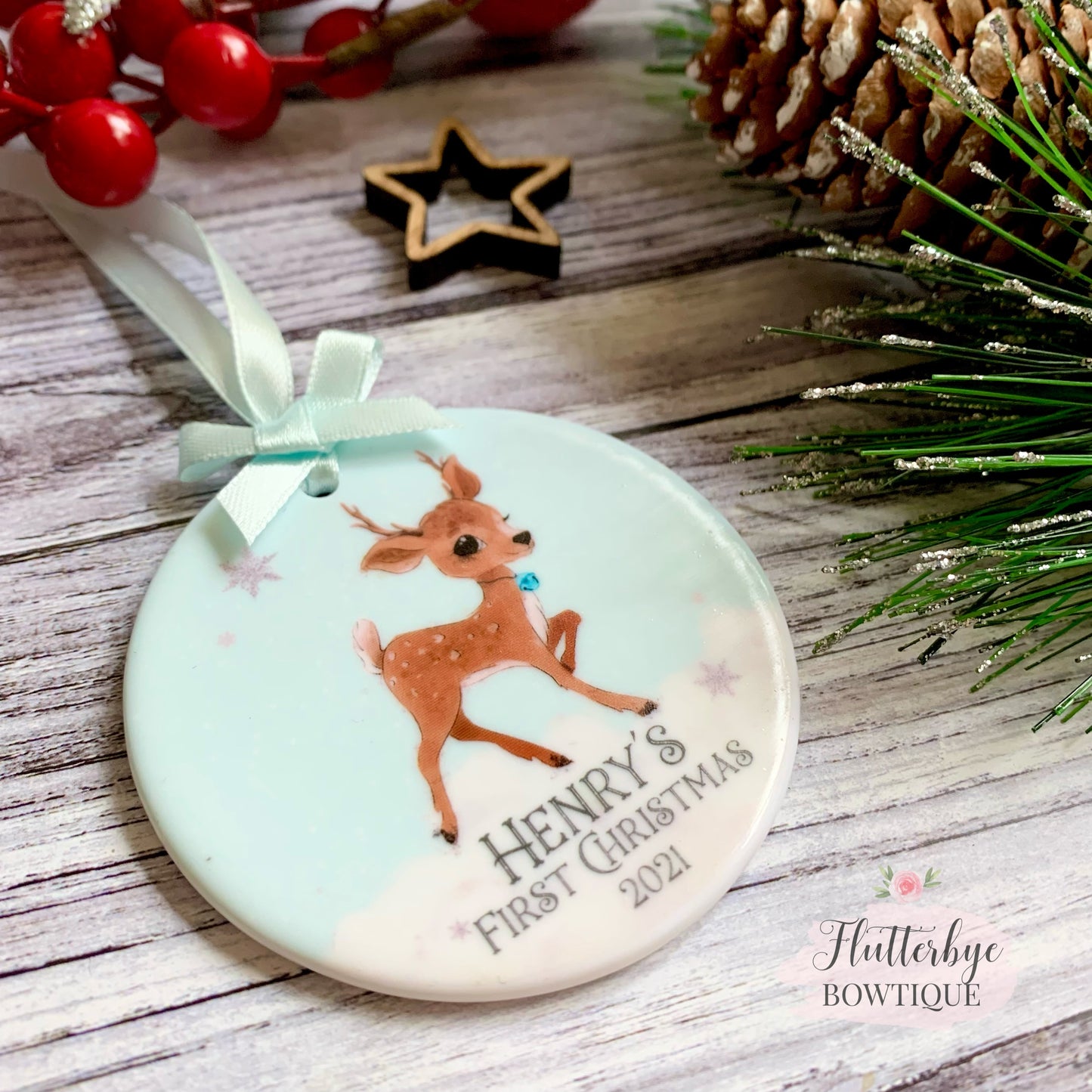 Boy or girl 1st Christmas Decoration, Baby Deer