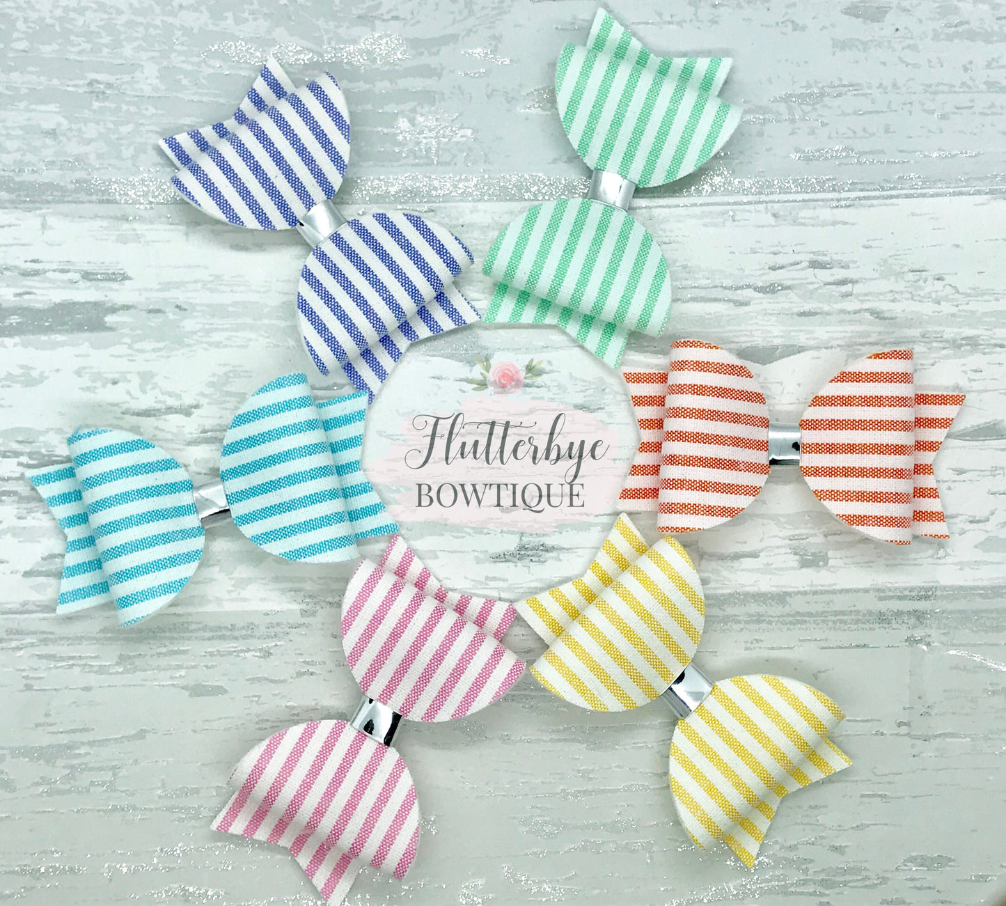 Pastel Candy Stripe Bows - Flutterbye Bowtique